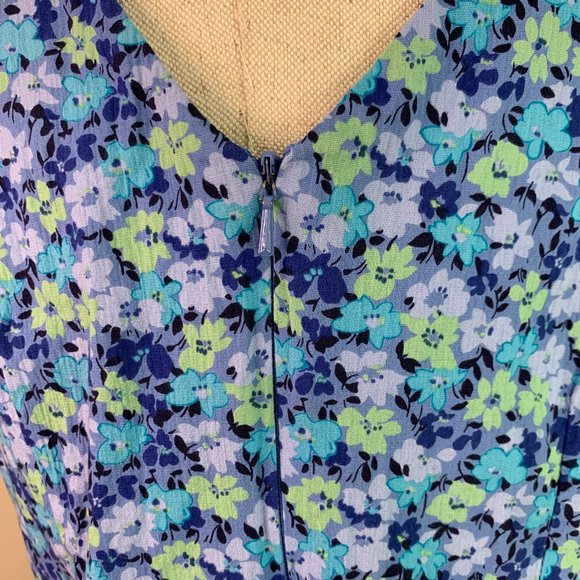 Floral Print Sleeveless Knee Length Dress High Neck Pencil Shift Sheath Size 5/6 - Picture 5 of 15